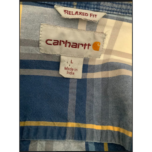 Carhartt Tartan Plaid Shirt Mens L Relaxed Fit Short Sleeve Chest Pocket Button - Picture 7 of 8